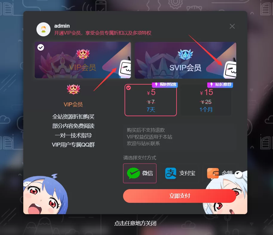 子比主题美化 – B站会员购买页面添加背景图-极速鸭