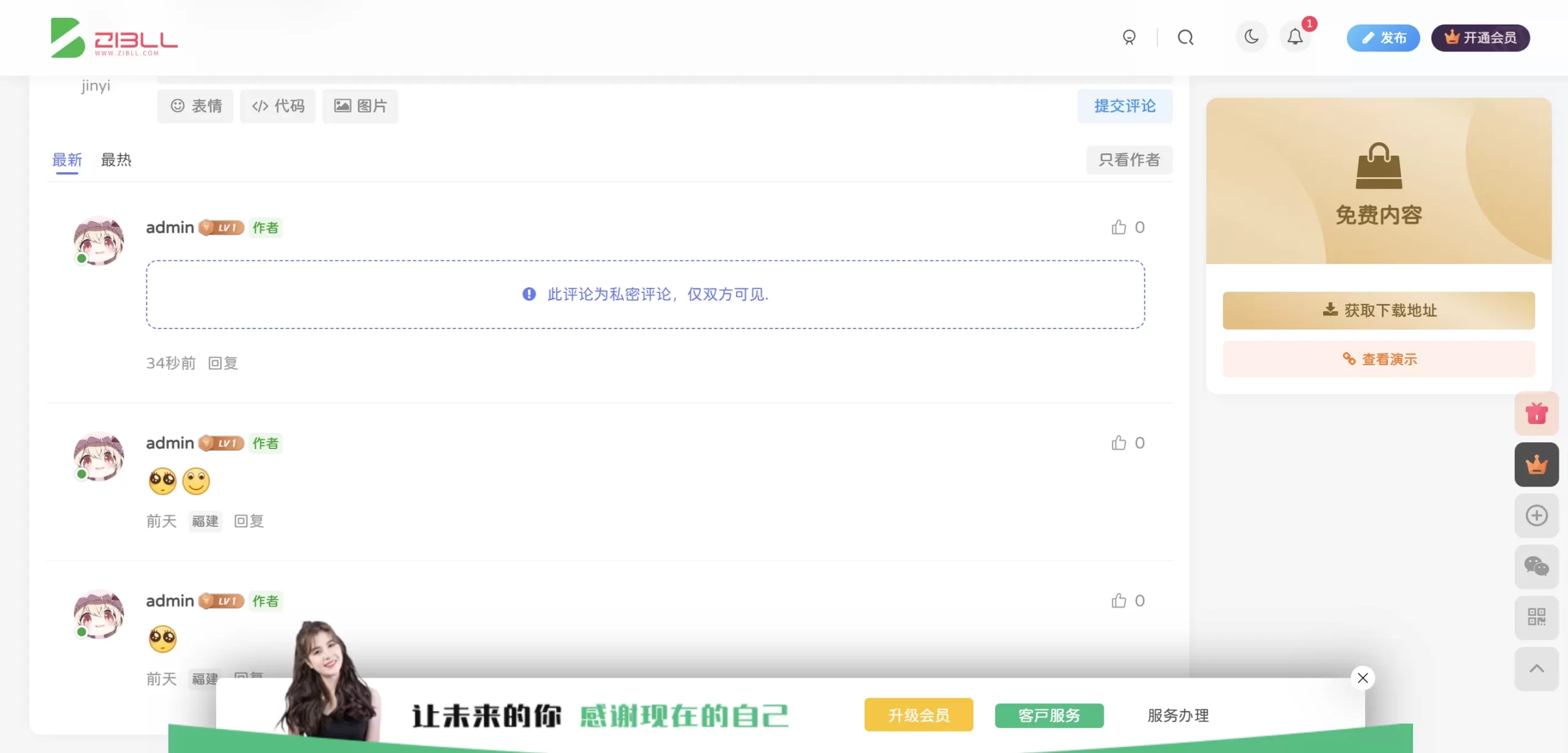 子比主题美化 – 新版私密评论功能-极速鸭